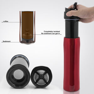 350ML French Press Stianless Steel Portable Coffee Press Maker Tarvel With Coffee Plunger Filter Double Wall Vacuum Mug Pot